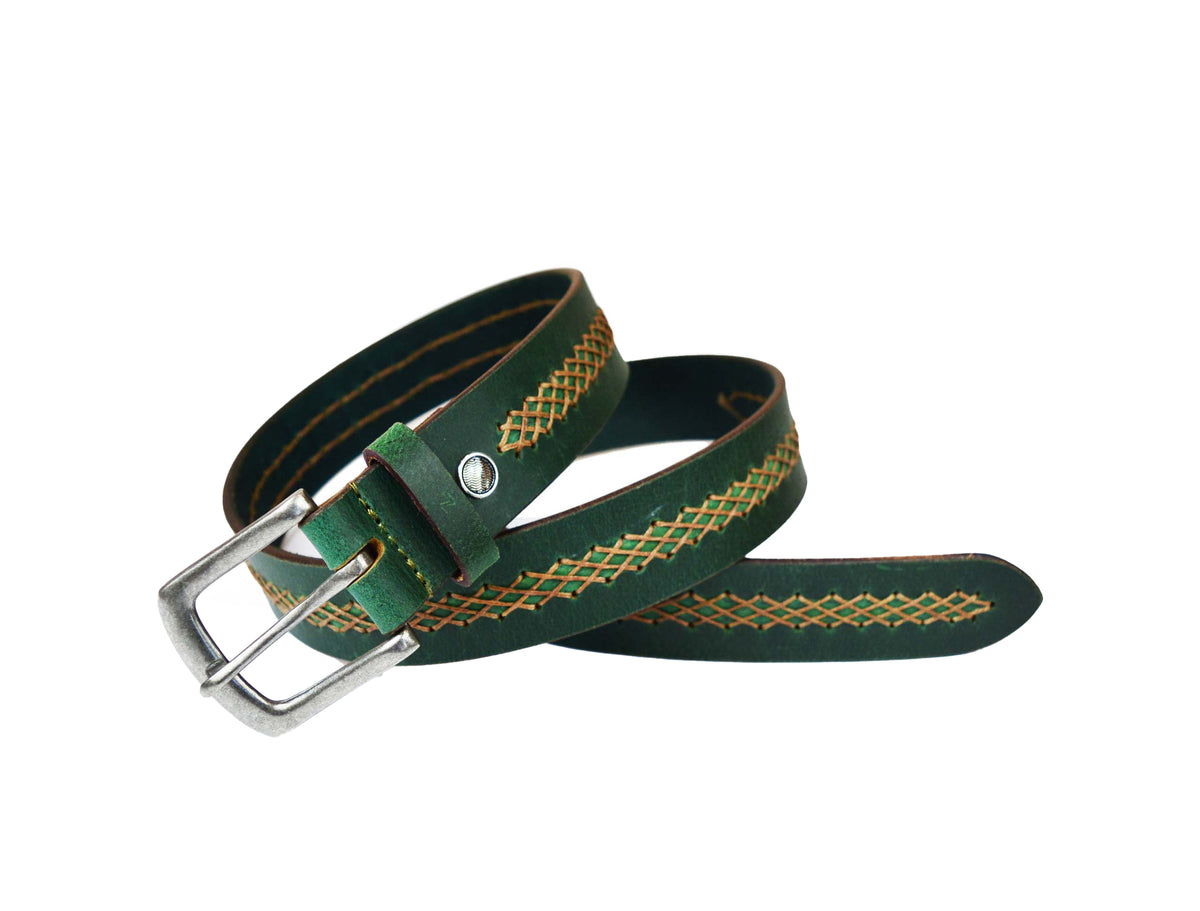 Tolredo Leather  Belts - Fossil Green