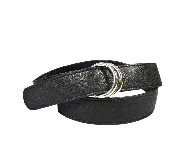 Tolredo Leather Womens Fashion Belts With Double O-Ring Buckle – Black ( BLT- 524)
