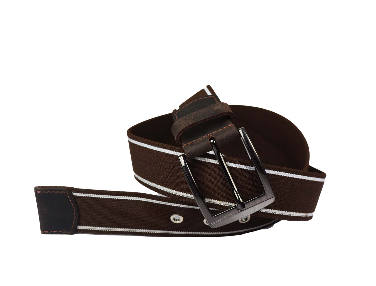 Tolredo Leather Canvas Belts for Me - Walnut