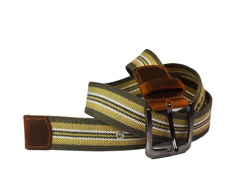Tolredo Leather Canvas Belts for Men - Olive