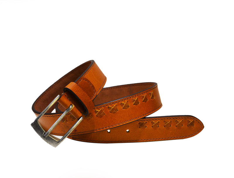 Tolredo Men's Genuine Leather Fashion Belts - Pecan Brown