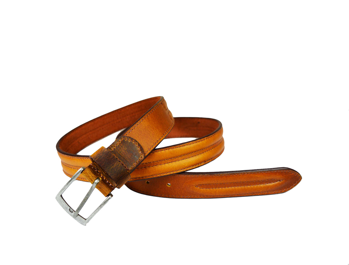 Tolredo Men's Genuine Leather Fashion Belts - Caramel Brown