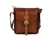Leather Flight Crossbody Bag - Chestnut Brown