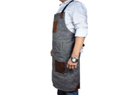 Fremont Leather Canvas Apron -  Grey