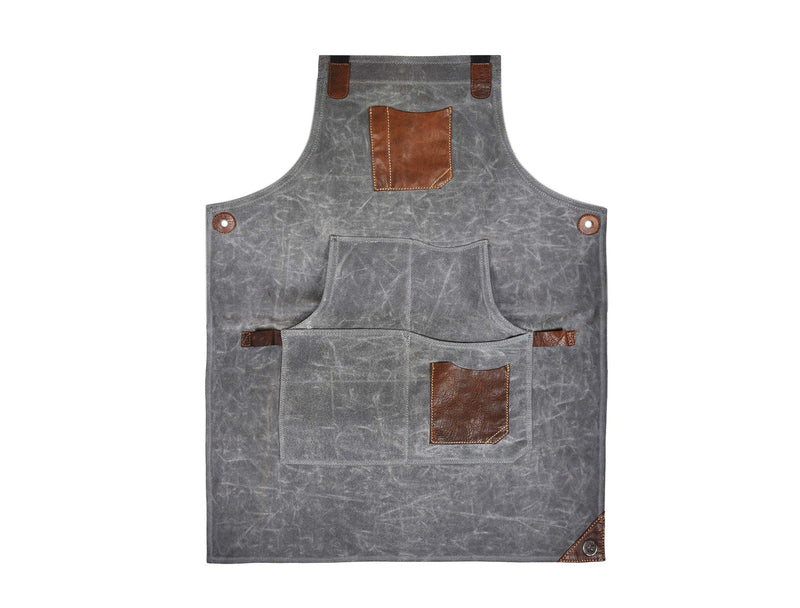 Fremont Leather Canvas Apron -  Grey