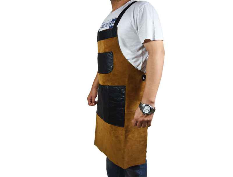 Toledo Leather Suede Apron - Raven Black