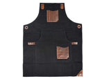 Turin Leather Canvas Apron - Raven Black