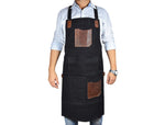 Turin Leather Canvas Apron - Raven Black