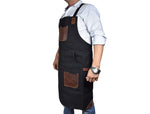 Turin Leather Canvas Apron - Raven Black