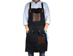 Turin Leather Canvas Apron - Raven Black