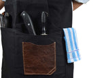 Turin Leather Canvas Apron - Raven Black