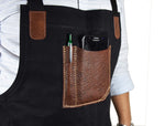 Turin Leather Canvas Apron - Raven Black
