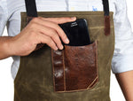 Leather Canvas Apron - Seaweed Green