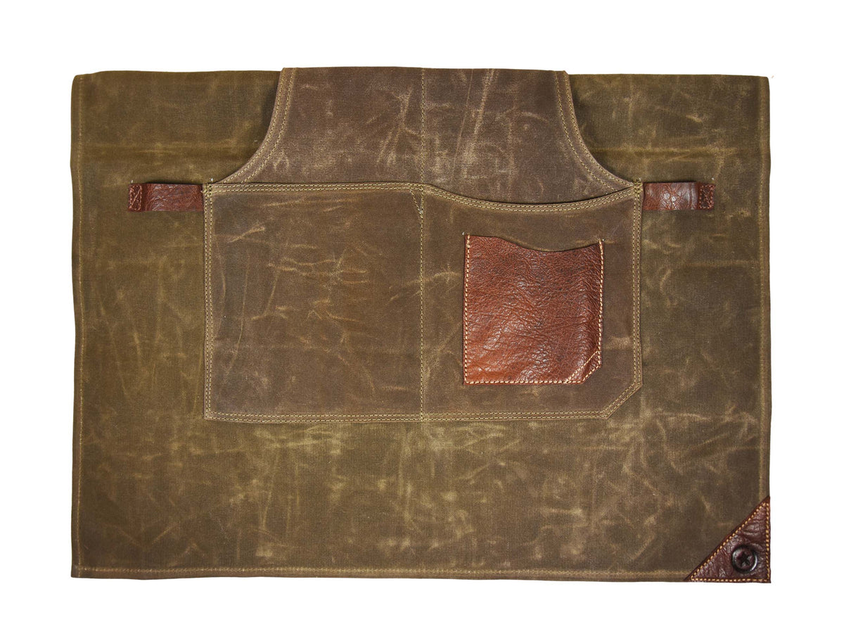 Leather Canvas Apron - Seaweed Green