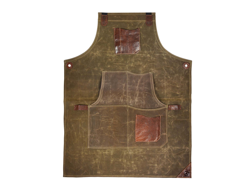 Leather Canvas Apron - Seaweed Green