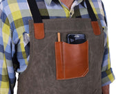 Fremont Leather Canvas Apron - Distressed grey
