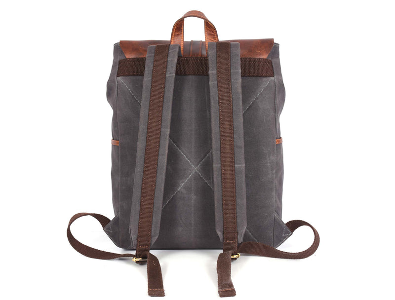 Tolredo Leather Canvas Backpack - Grey
