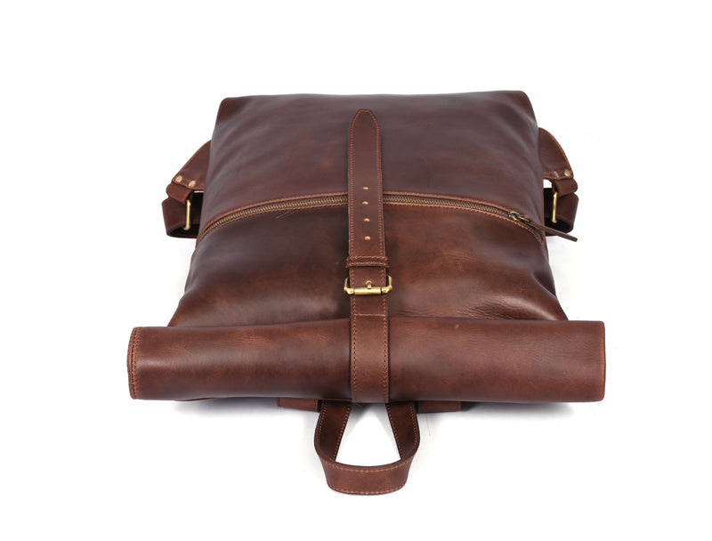 Chambly Leather Travel Backpack - Walnut Brown
