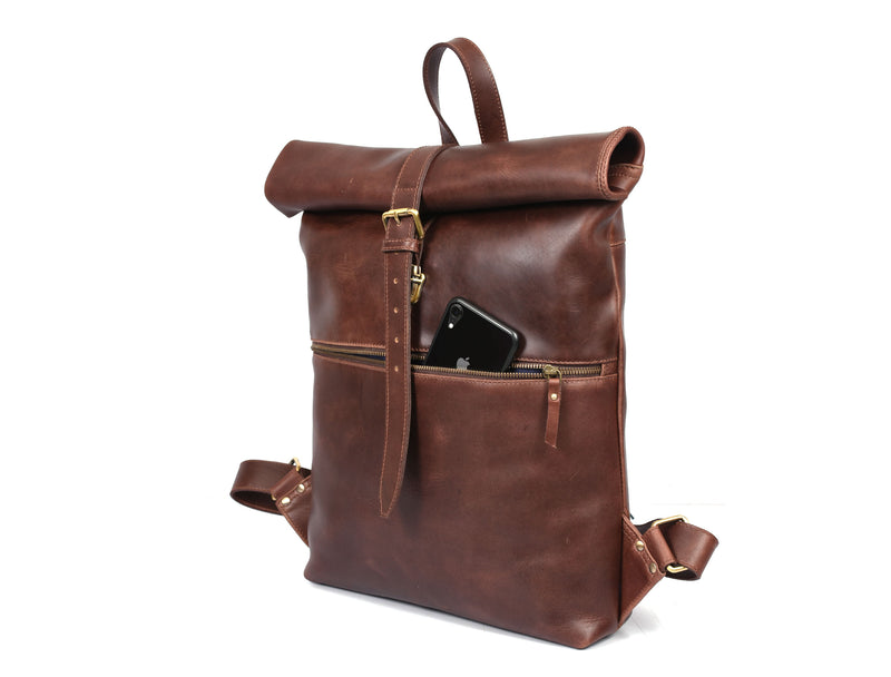 Chambly Leather Travel Backpack - Walnut Brown