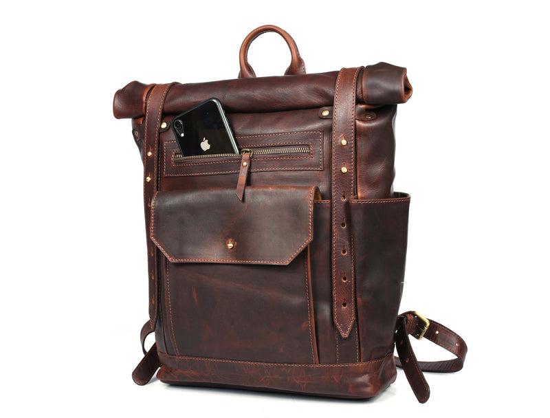 Tolredo Leather Leather Travel Backpack - Walnut Brown