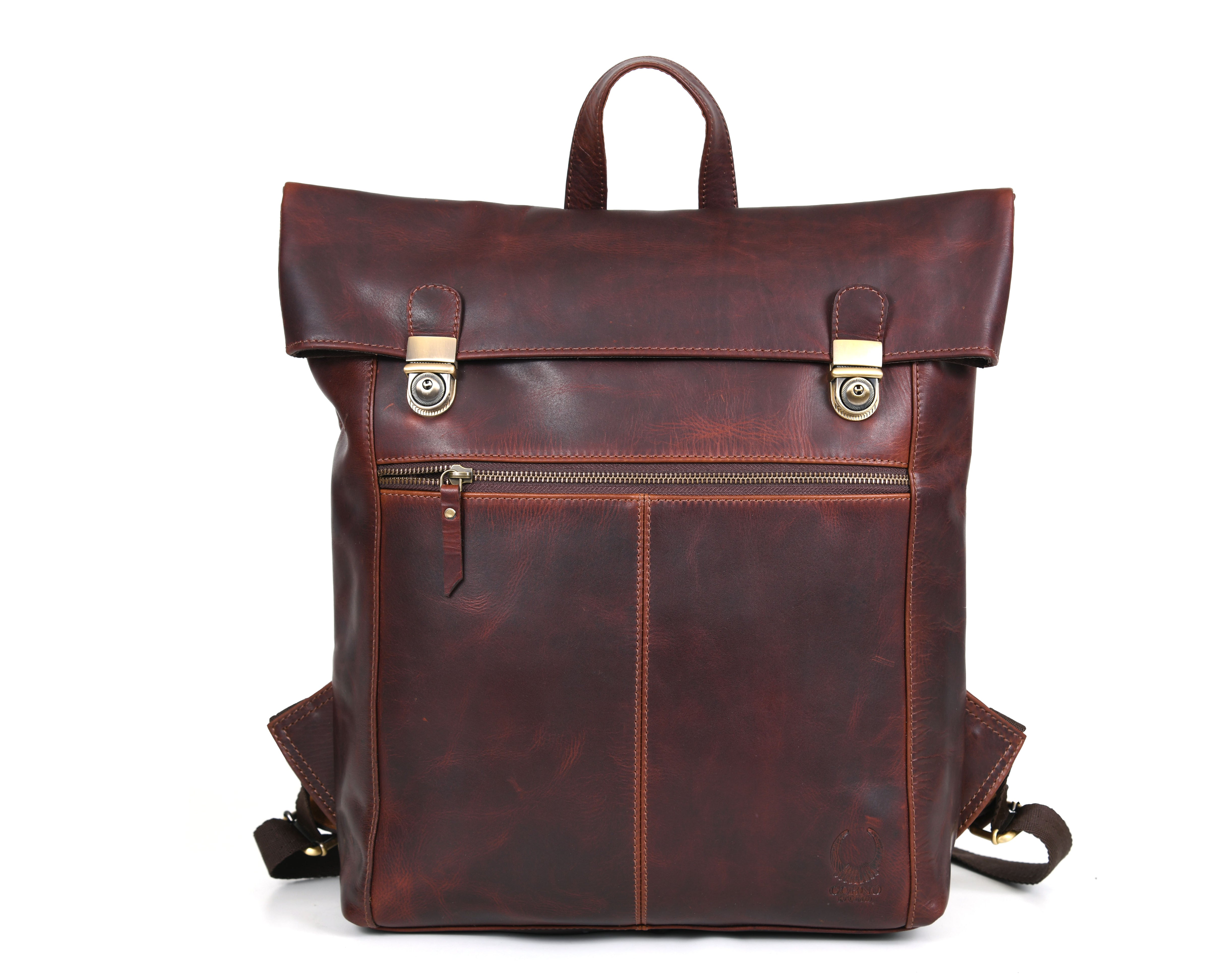 Hudson Leather Leather Travel Backpack - Walnut Brown (BP-185)