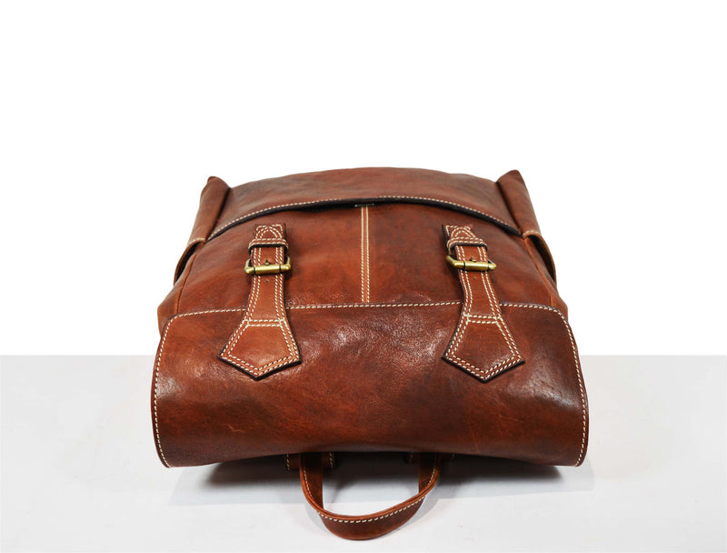 Peoria Leather Travel Backpack- Penny Brown.
