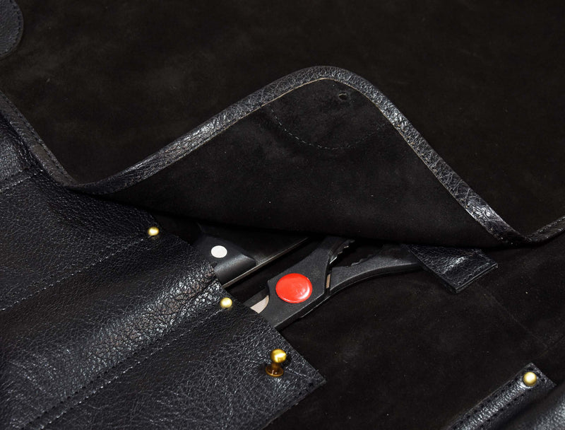 Dallas Leather Chef Backpack - Knife Case 13 Slot - Raven Black