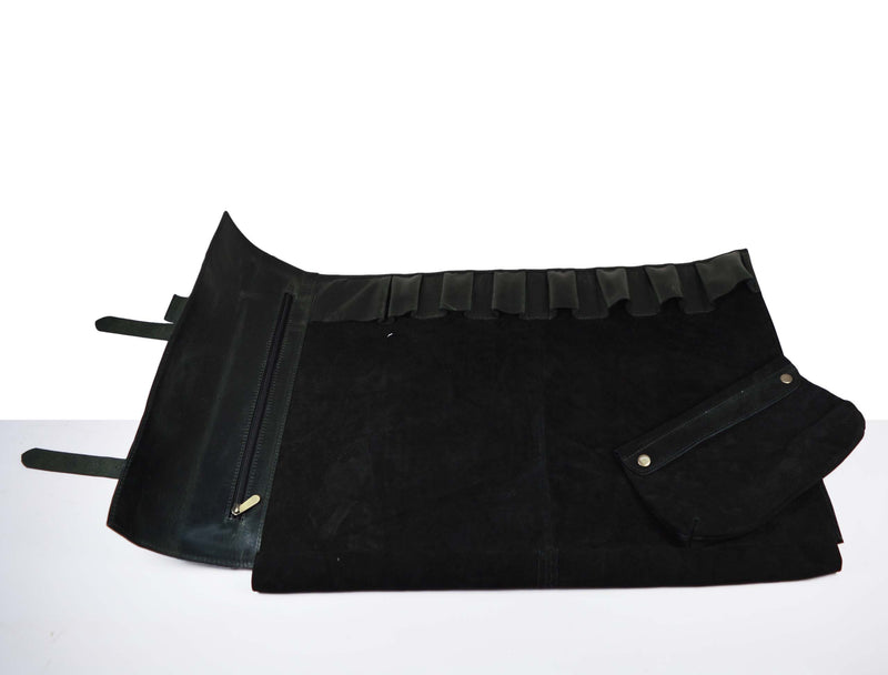 Yonkers Leather Chef Knife Roll 8 Slot - Raven Black
