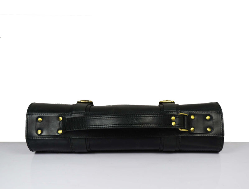 Yonkers Leather Chef Knife Roll 8 Slot - Raven Black