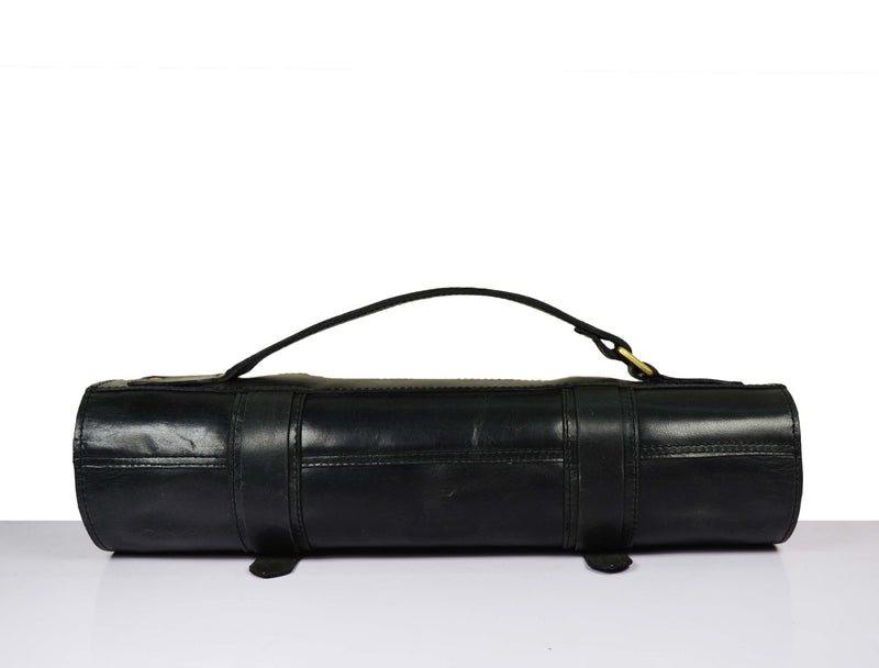Yonkers Leather Chef Knife Roll 8 Slot - Raven Black