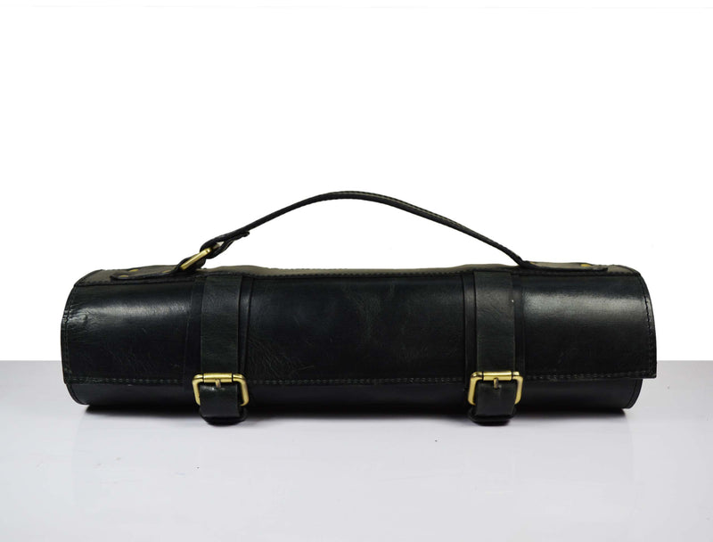 Yonkers Leather Chef Knife Roll 8 Slot - Raven Black
