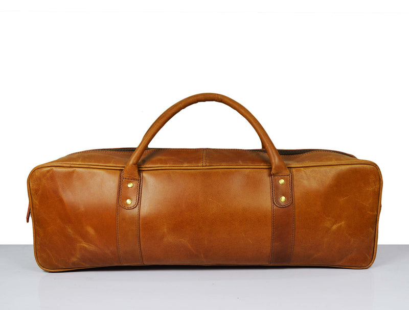 Chandler Leather Knife Roll Bag - Caramel Brown