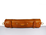 Leather Chef Knife Roll With Blue Suede Pouch 10 Slot - Tawny Brown