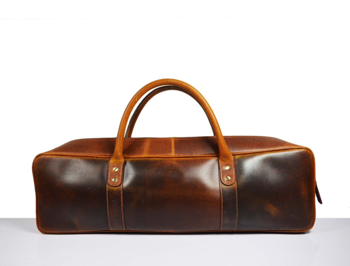 Irvine Leather Knife Roll Bag - Walnut Brown