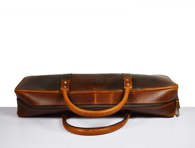 Irvine Leather Knife Roll Bag - Walnut Brown
