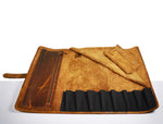Irvine Leather Knife Roll Bag - Walnut Brown