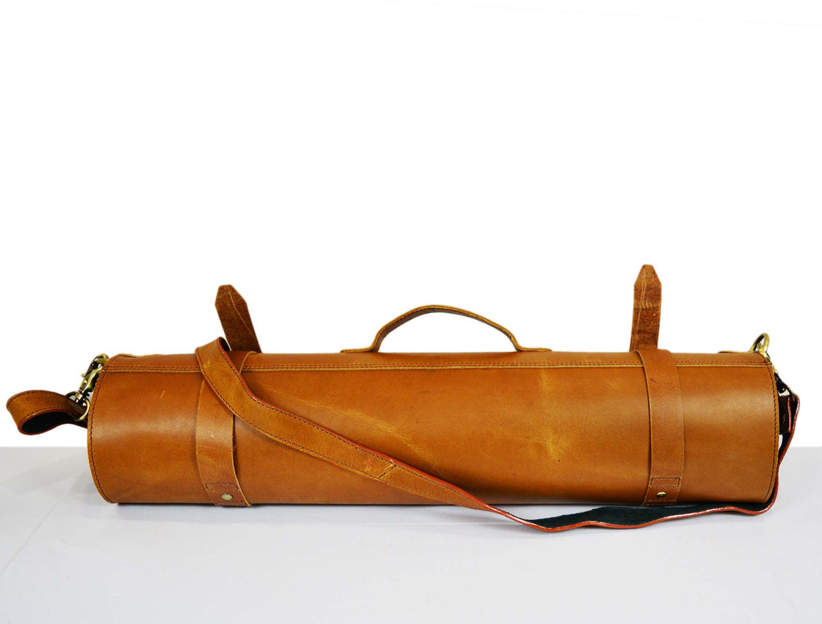 Stockton Leather Chef Knife Roll Case 10 Slot - Tawny Brown