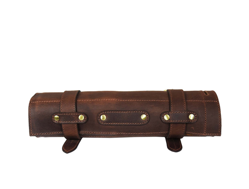 Amarillo Leather Chef Knife Roll 7 Slot -  Cinnamon Brown