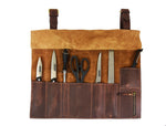 Amarillo Leather Chef Knife Roll 7 Slot -  Cinnamon Brown