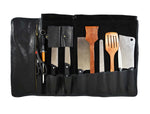 Peoria Leather Knife Roll 8 Slot - Raven Black