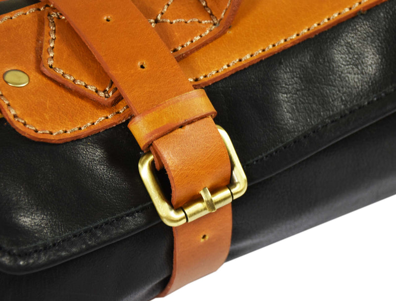 Peoria Leather Knife Roll 8 Slot - Raven Black