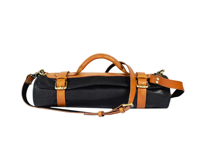 Peoria Leather Knife Roll 8 Slot - Raven Black