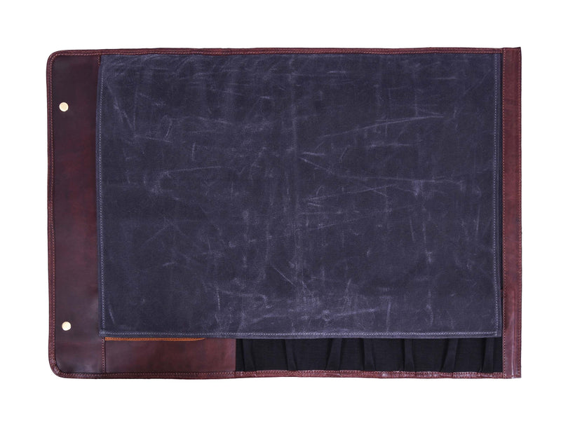 Wisconsin Leather Canvas Chef Knife Roll With Case 11 Slot -  Gray