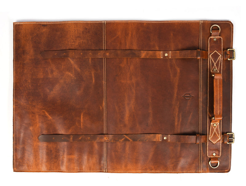 Aurora Leather Knife Roll 10 Slot - Stress Brown