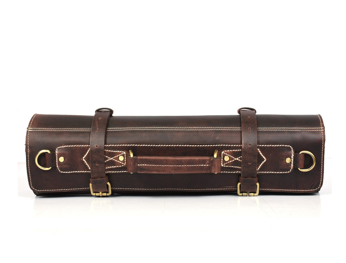 Arizona Leather Knife Roll 10 Slot - Walnut Brown