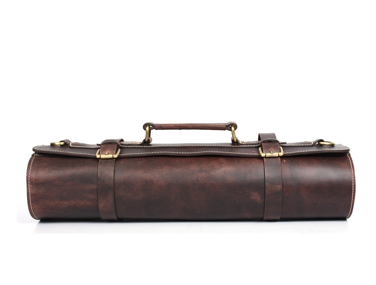 Arizona Leather Knife Roll 10 Slot - Walnut Brown