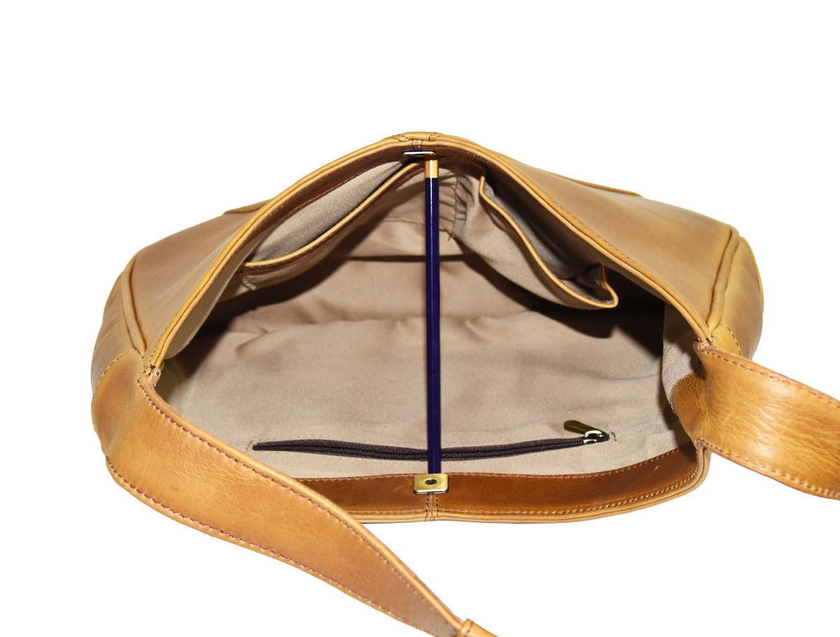 Burnaby Leather  Shoulder Bag -Tawny Brown