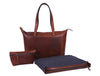 Leather Travel Tote Bag Combo - Walnut Brown