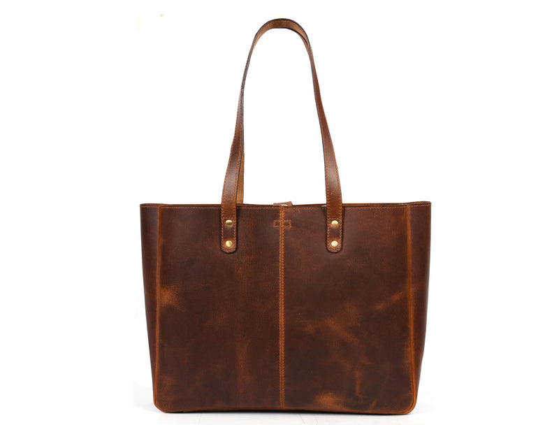 Kingston Leather Tote Bag  - Stressed Light Brown Caramel