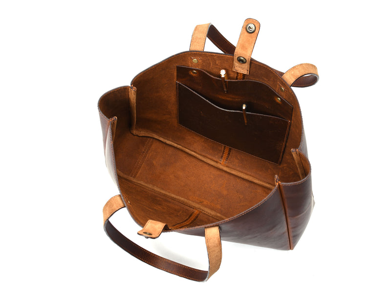 Kingston Leather Tote Bag  - Stressed Light Brown Caramel